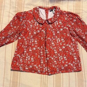 Busy Bees Floral Red Kids Blouse